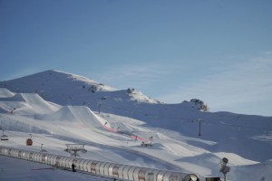 Cardrona's park looking pristine for today's Junior World Championship snowboarding slopestyle event Junior World Championships today
