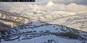 View of the Main Range from the top of Guthega this morning. Cloud wil increase with rain developoing this afternoon.