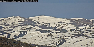 The view to Mt Kosi from the top of Guthega this morning. There has been significant snow melt over the past week forcing Thredbo, Buller and Mt Hotham to close for the season.