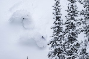 Local Ghee grommets Cooper Watson and Nathan Cyr playing hide and seek in the powder fields.