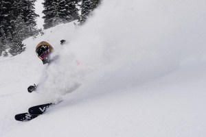 Fun freshies in Mammoth yesterday after a 10cms overnight, taking the January total at upper elevations to a healthy but below average 182cms. Photo: Mammoth Mountain