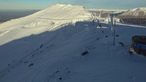 The South Peak snow cam at Mt Hutt today.The resort is in lien for snow 