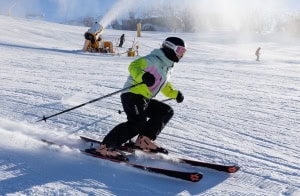 After last week's natural snow the resorts have been relying on the snowguns to top  up the open runs.Perisher's Frotn valley looking good today. Photo: Perisher