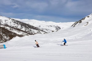 Blue sky and grooned runs at Gutheg yesterday and we'll have similar cobndirions onthe weekend. Photo: Perisher