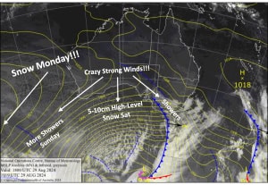 Latest pressure analysis and satellite image. Source: The BOM (vandalised by the Grasshopper)