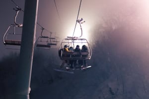 The Center 4 chairlift, carried peopek to someof the bsst turn sf theri lices, day and night, PhtotoL Seasn and Summit Media