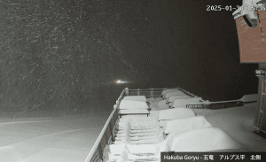 Snow dumping down at Hakuba Goyru this morning where rthe 24 hour totals was 80cms.