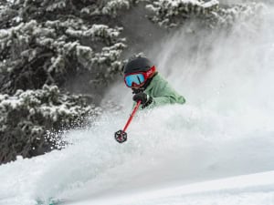 Rhianna Borderick having some  fun in Aspen today after a small 10cms top up overnight. Photo: Tony Harrington