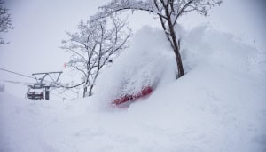 Lachie Waite, on another fun powder day in Hakuba where 120cms has fallen in the past 24 hours.m Photo: Late2wenty Media