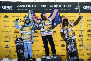 Michaela Davis-Meehan celbrating the win. Photo: B Long/ FWT