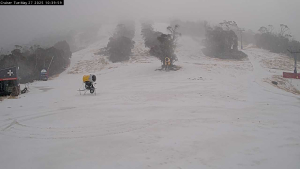 A few cms of snow across Thredbo's Merritts area. May 27th.