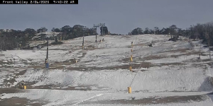 Perisher's Front Valley this morning. Temps should be cold enough for snowmaking tonight but it remains to be seen if there wil be any sliding on the opening weekewnd
