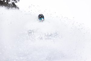 Drew Jolowicz getting deep in Hothamn during the July 14th pow day. Photo; Dylan Robinson