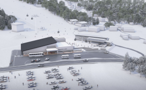 The new base area and expanded car park in Nakiyama base area