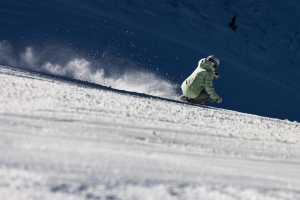 Allarie Lever in Alta where is has been all about cold chalky snow and cranking turns on the groomers this week. But that will change with a much-needed storm on the way for Utah and Colorado. Photo: Chris Whitakertoday