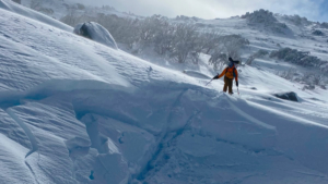 A prime example of a reactive windslab on a lee aspect this week in the NSW backcountry (Photo: Kaspar Ree)