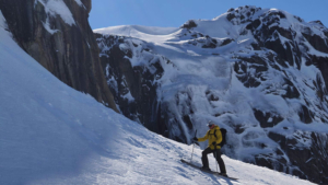 Head to the higher alpine during good weather windows to find deeper snow cover. Photo: Huw Kingston