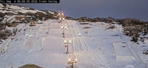 Groomers working oinPerisher's Front Valey this morning.Photo: Perisher snow cams